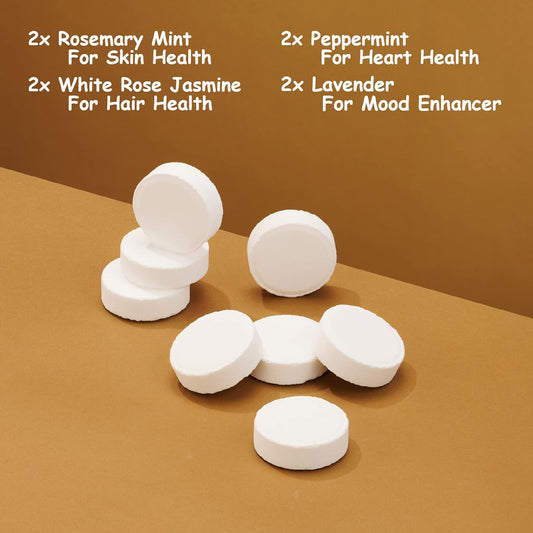 Aromatherapy Shower Steamers, Variety Pack of 8 Shower Bombs, Essential Oils Peppermint, Rosemary Mint, Lavender, White Rose Jasmin Birthday Gift Ideas for Women & Men, Stress Relief Gifts