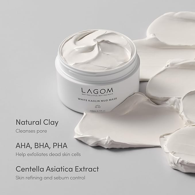LAGOM White Kaolin Mud Mask for Blackhead Care, Purifying Pore, Dermatologically Tested, for Makeup Boosting 3.3 Fl Oz