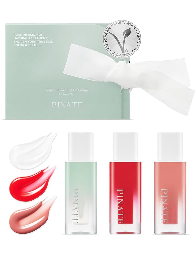 NATURAL LIP OIL - Dohwa Set, Gift Set, Powerful glow lip oil serum - Nourishing & Protecting lip care that naturally brings out own colors with camellia seed oil. 0.14 FL. Oz (Set of 3), Red