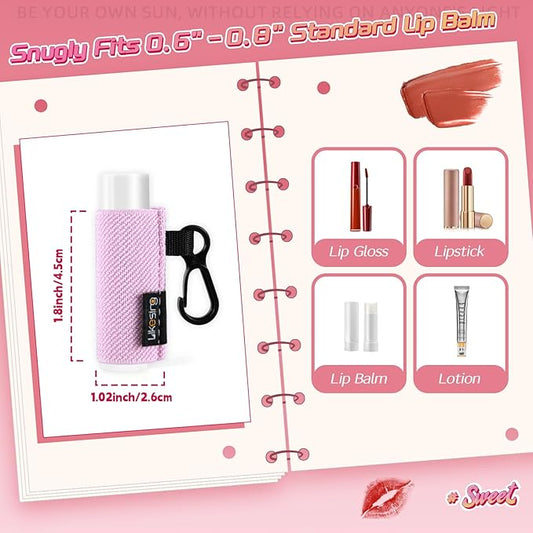 Chapstick Holder Keychain, 6 Pcs Lip Balm Holder Sleeve Pouch with Clip On, Lip Gloss Lipstick Holder Keychain Fits More Standard Lip Balm, Gift for Women Girls Boys and Man