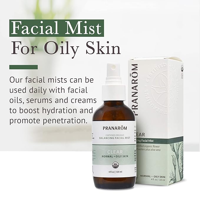 Facial Mist (4oz / 120ml) - 100% Pure & Natural Essential Oil Facial Mist for Dry Skin Hydration & Toning (Clear (Oily Skin))