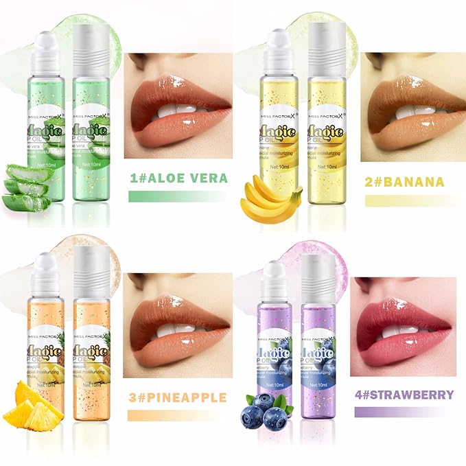 Lip Gloss Set Fruit - Lip Gloss for Girls - Lip Oil for Women - Hydrating Lip Oil Set - Shiny and Moisturizing,Non-Sticky - Tinted Lip Balm for Dry Lip Lip Care - Teen Girl Gift Set for Women (6pcs)