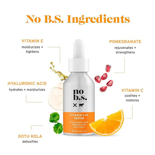 No Bad Stuff - Vitamin C + E Serum - Firming Face Serum for Anti-Aging, Smooths, Hydrates, Plumps Fine Lines & Reduces Dark Spots (1 fl oz)