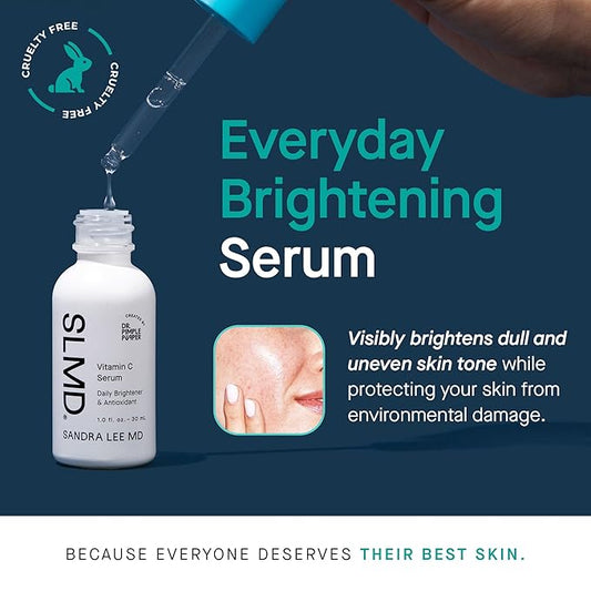 SLMD by Dr. Pimple Popper - Vitamin C Serum - Vitamin C Face Serum & Hyaluronic Acid to Visibly Smooth, Hydrate and Brighten Skin - Minimize Appearance of Fine Lines & Wrinkles - 1 Fl. Oz.