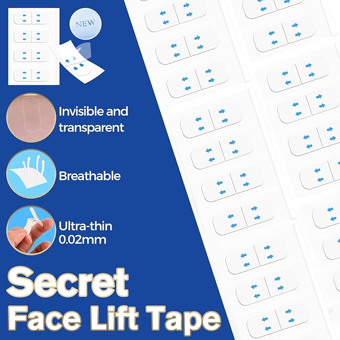 Face Tape, Face Tape Lifting, 180 Pcs Neck Lifting Invisible, Facelift Tapes for Older Women Face Tapes for Lifting Sagging Skin Double Chin Neck Jowls Eyes Facial Wrinkles