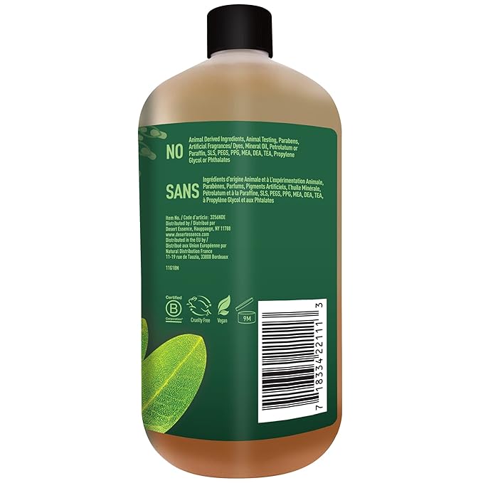 Desert Essence Thoroughly Clean Face Wash - Original - 32 Fl Oz - Pack of 2 -Tea Tree Oil -For Soft Radiant Skin - Gentle Cleanser - Extracts Of Goldenseal, Awapuhi, & Chamomile Essential Oils