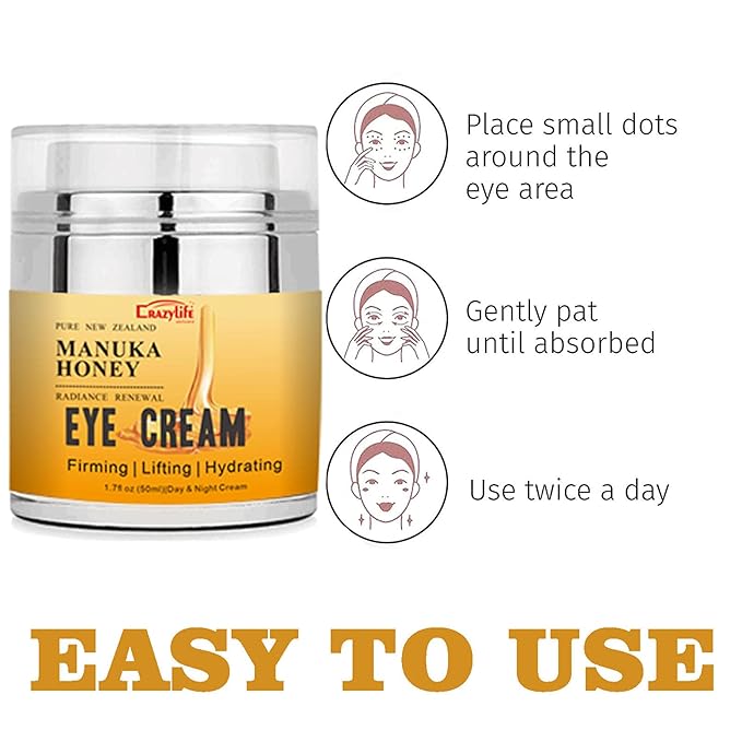 Manuka Honey Eye Cream Anti-aging Eye Cream Anti-wrinkle Under Eye Cream Fades Fine Lines Lifting and Firming Improve Dark Circles and Puffiness