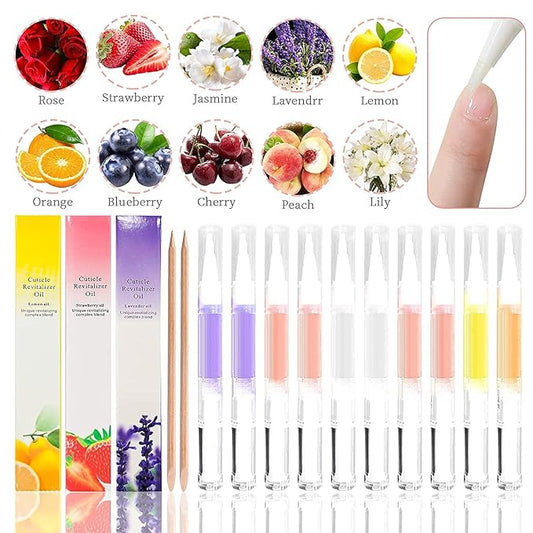 10pcs Cuticle Oil Pens Gel,Nail Oil Pen Nail Nourishment Polish for Nails Moist and Treatment,10Kinds of Fruity Smell Cuticle Revitalizer Oil Pen with Soft Brush,Nail Oil Manicure Repair The Cuticle,