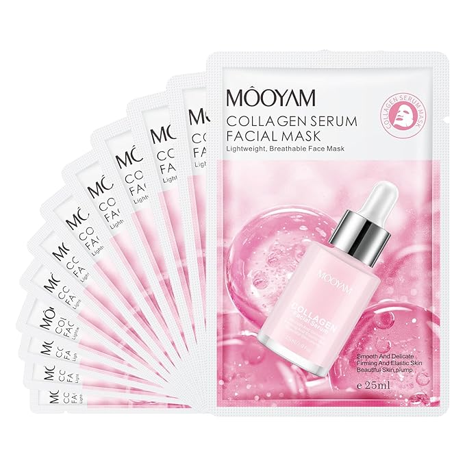 Face Masks Skincare, 12 Pack Collagen Serum Sheet Masks - Hydrating & Smoothing, Moisturizing & Nourishing for All Skin Types