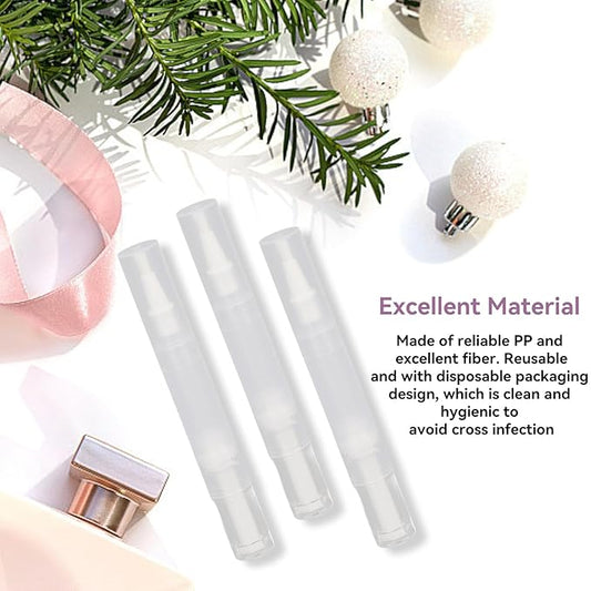 3 PCS Transparent Twist Pens, 4.5ml Rotating Reusable Cuticle Oil Pen Nail Oil Container Applicator with Brush Tip for Skin Care Nail Care Home Travel