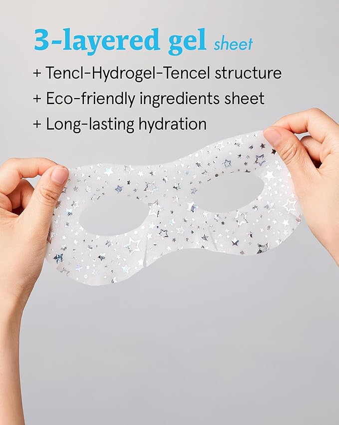 THESAEM Iceland Glitter Eye Goggle Mask - Refreshing & Hydrating Korean Eye Mask Patch for Puffy Eyes - Vitamin & Hyaluronic Acid - Tencel Hydrogel Sheet - Gift for Women 10ea