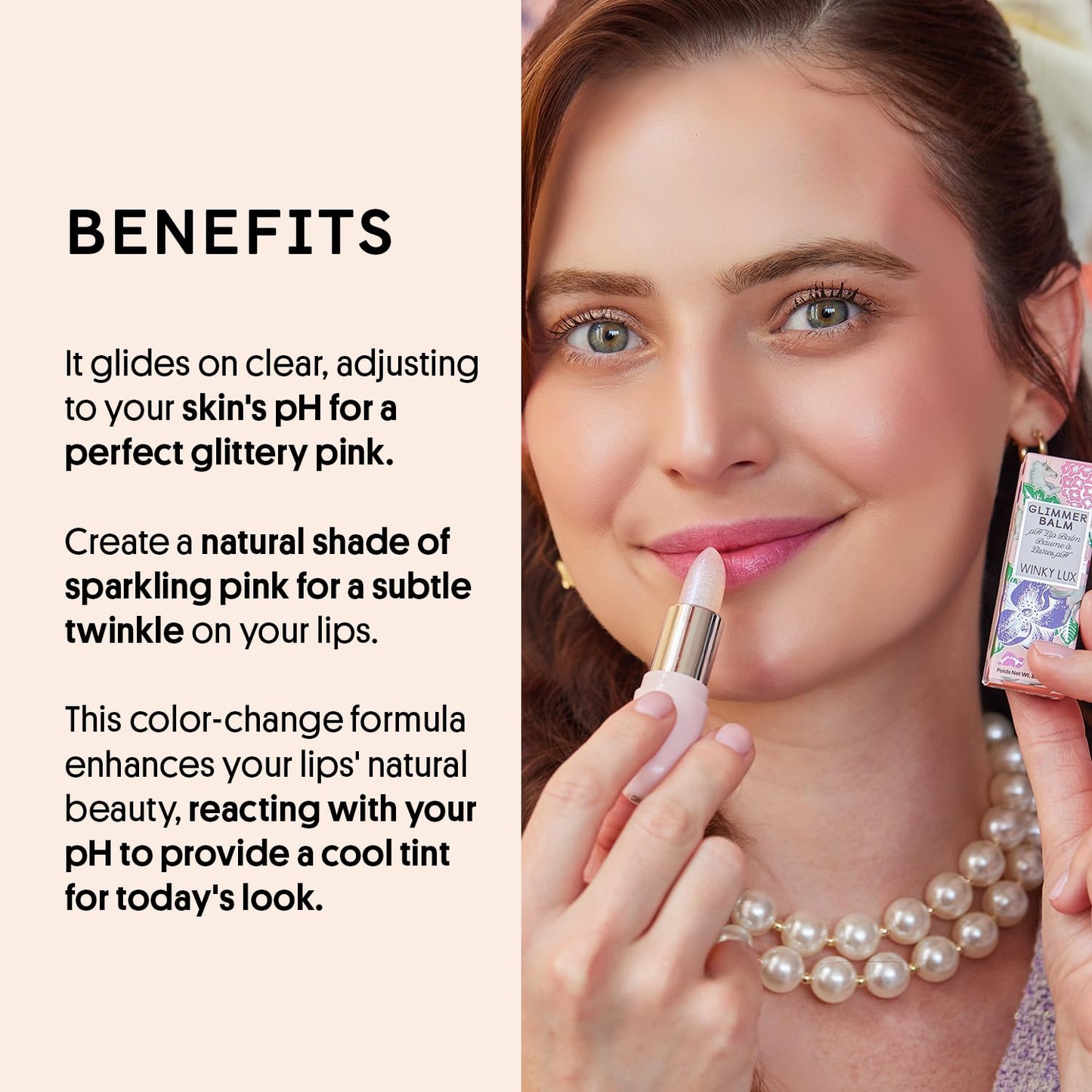 Winky Lux Unicorn Glimmer Balm -Hydrating ph Lip Balm, Natural Pink Tint with pH Color Changing, Moisturize & Soften Lips While Leaving Sheer Pink Tint, with Vanilla Scent