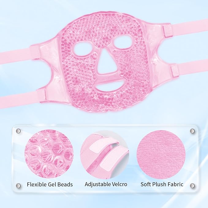 Bundle of CONBELLA Cold Face Eye Masks Ice Face Mask Hot Cold Compress and 2PCS Adorable Cooling Eye Mask Gel Eye Mask