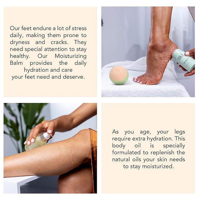 Pamper Me Bundle Body Oil Foot Balm Massage Ball | 3-Piece Beauty Kit with Organic Body Oil for Dry Skin Foot Balm for Dry Cracked Feet and Massage Ball | Clean Beauty, Vegan and Paraben Free