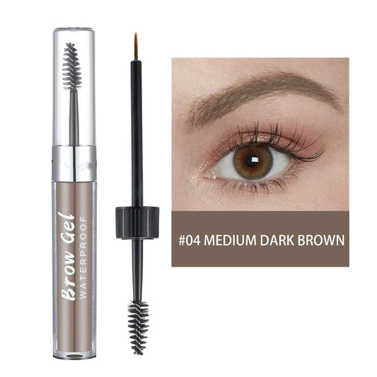 MAEPEOR Waterproof Eyebrow Gel 8 Colors Full-pigmented Long Lasting Liquid Brow Gel for Fuller & Defined Looking (#04 Medium Dark Brown）