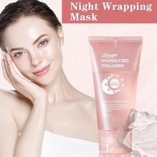 Collagen Night Wrapping Mask, Tightens Skin and Reduces Sagging Overnight Hydration Collagen Face Mask.