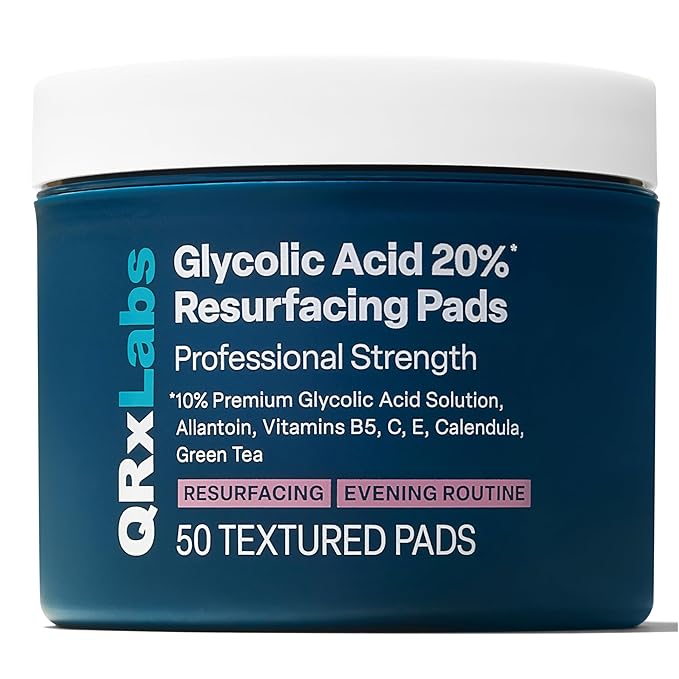 Glycolic Acid 20% Resurfacing Pads for Face & Body with Vitamins B5, C & E, Green Tea, Calendula, Allantoin - Exfoliates Surface Skin and Reduces Appearance of Fine Lines and Wrinkles - Peel Pads