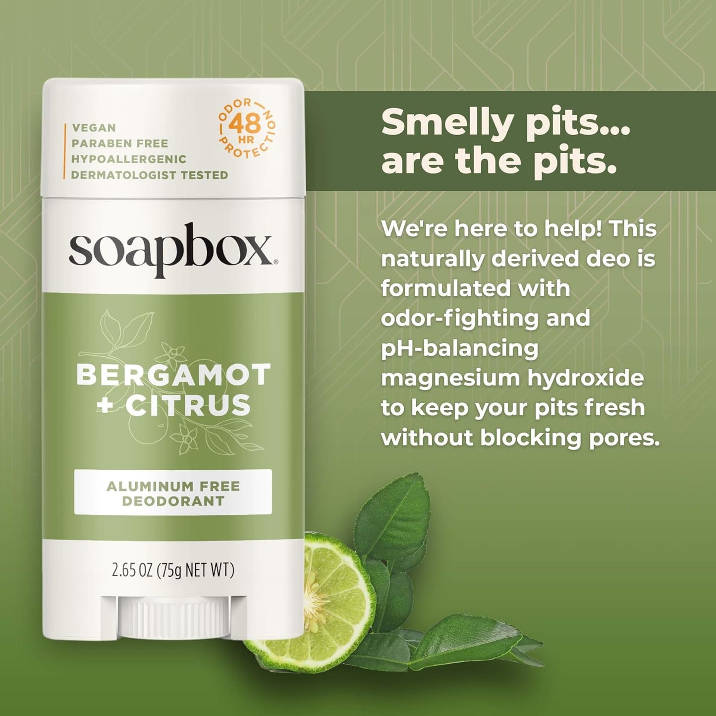 Soapbox Aluminum Free Deodorant, 2 Pack Bergamot & Citrus and Coconut & Vanilla Scented Deodorant, Scented Aluminum-Free Natural Deodorants, 2.65oz