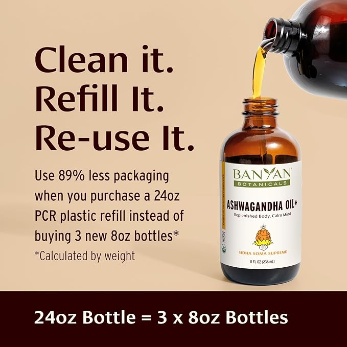 Banyan Botanicals Ashwagandha Oil+ – Organic Herbal Oil – Comforting Sore Muscle Massage Oil for Relaxation & Post-Workout Recovery – 8 oz – Non GMO Sustainably Sourced Ayurvedic Physician Formulated