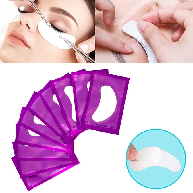 100 Pairs Set Under Eye Pads, Comfy and Cool Under Eye Patches Gel Pad for Eyelash Extensions Eye Mask Beauty Tool (Purple)