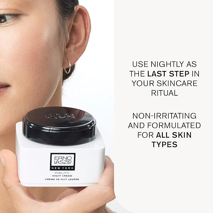 Erno Laszlo Phelityl Night Cream, Non-Greasy Night Moisturizer for Face and Neck, Re-Hydrate to a Youthful Skin Tone and Complexion Overnight, 1.7 Fl Oz