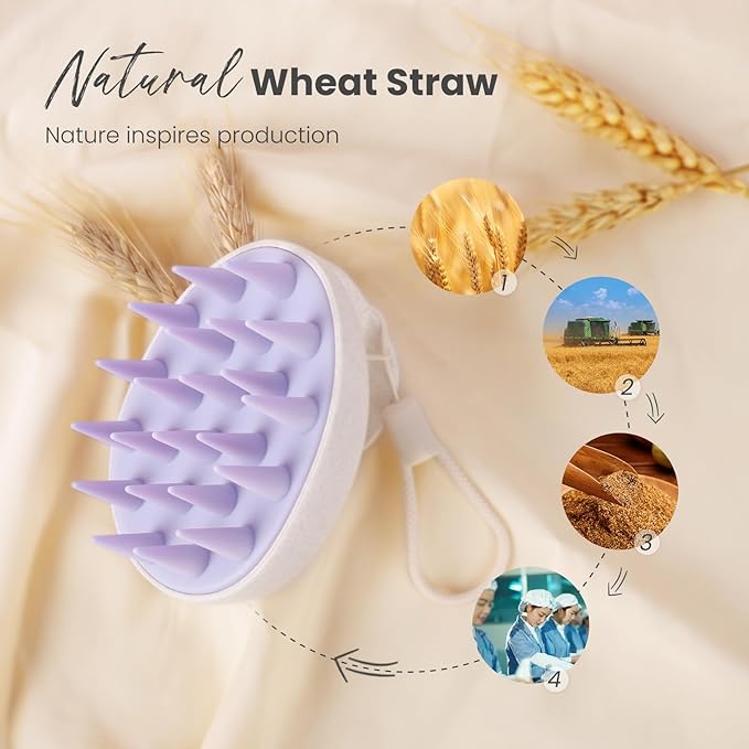 AIMIKE Silicone Bristle Shampoo Brush - Scalp Exfoliator for Hair Washing, Dandruff Removal, Growth Stimulation & Wet/Dry Usage