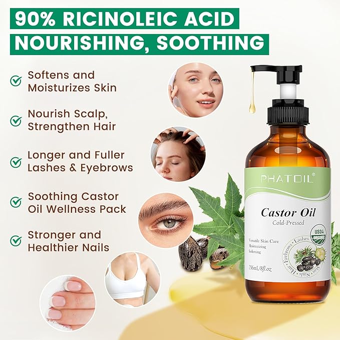 Frankincense Body Oil 8.8fl.oz and 8fl.oz Organic Cold Pressed Castor Oil