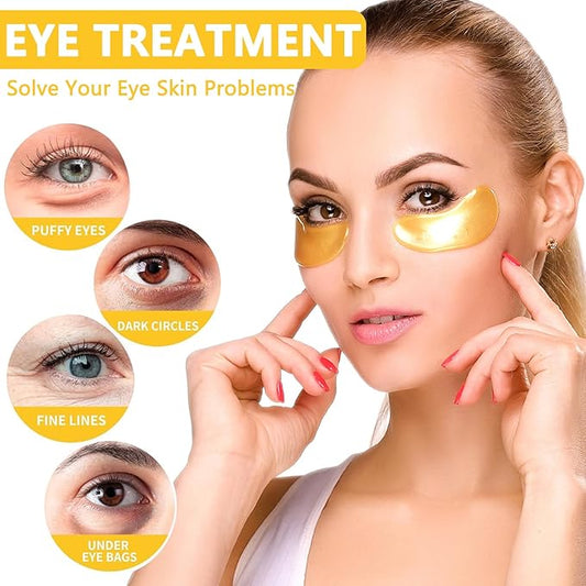 30 Pairs Under Eye Patches, 24k Gold Under Eye Mask For Puffy Eyes,Dark Circles,Bags, Nourishing Collagen Under Eye Gel Pads,Reduces Wrinkles,Revitalises and Refreshes Your Skin