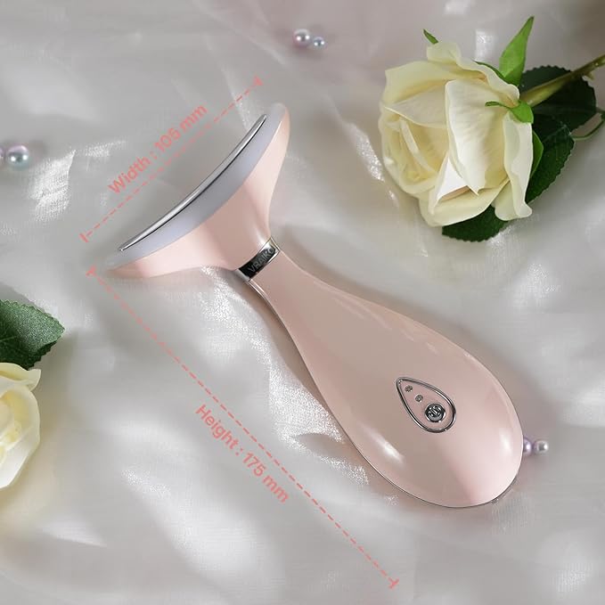 Lily Neck Face Massager, Skin Rejuvenation Beauty Massager, 3-in-1 at-Home Facial Spa Tool, Lifting, Toning and Tightening for a Radiant Appearance (Blush Pink)
