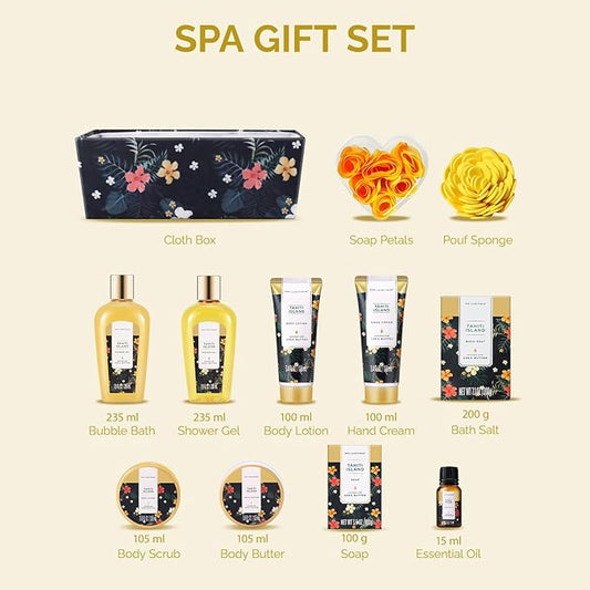 Spa Luxetique Bath Gift Set - 12pcs Spa Gift Basket With Bubble Bath, Bath Bombs, Essential Oil, Body Scrub, Hand Cream - Perfect for Mom's Birthday or Mother's Day