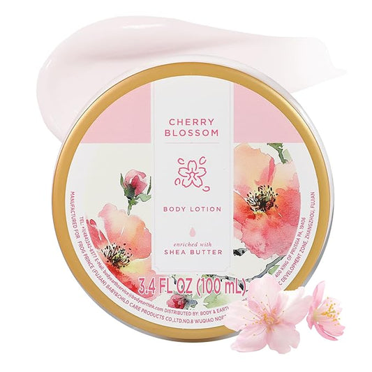 Cherry Blossom Lotion, Travel Size Body Lotion for Women and Men Dry Skin, Deep Moisturizing and Hydrating with Natural Shea Butter, Smell Good, 100ml(3.4floz)