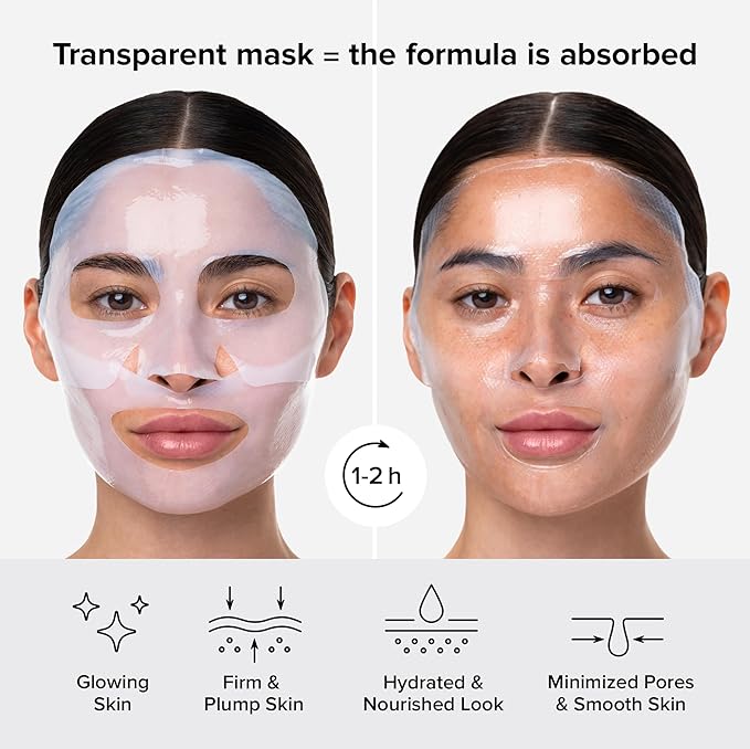 MAREE Hydrogel Collagen Face Mask with Hyaluronic Acid - Hydrating Face Masks Skincare with Niacinamid & Ionic Silver - Mascarillas Faciales For Women Skin Care | Hydrogel Mask