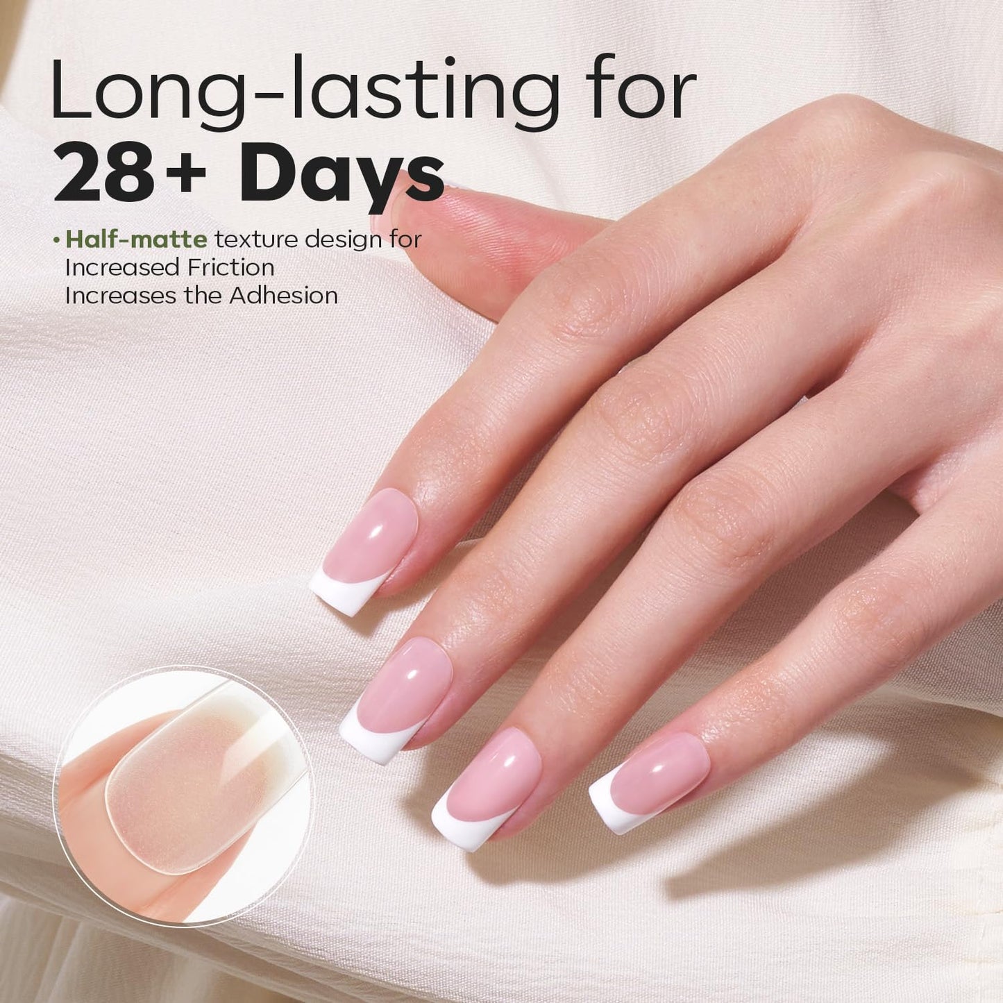 Modelones Short Square Fake Nail Tips - 510Pcs Gel Tips Pre-shaped Half Matte Full Cover Clear Acrylic Gel Kit False Press on Nails for Extension DIY Salon 15Sizes