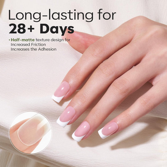 Modelones Short Square Fake Nail Tips - 510Pcs Gel Tips Pre-shaped Half Matte Full Cover Clear Acrylic Gel Kit False Press on Nails for Extension DIY Salon 15Sizes