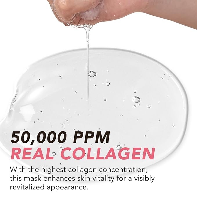 Collagen Face Mask, Hydrating Overnight Hydrogel Collagen Mask for Women, Deep Collagen Anti Wrinkle Lifting Mask for All Skin Types, Pore Minimizing, Elasticity Improvement, 34g x4ea