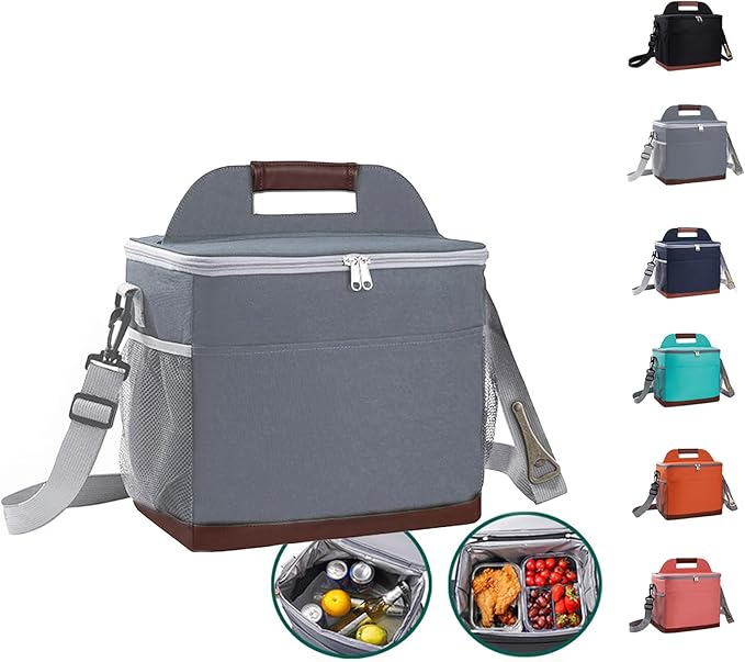 24-Can Insulated Lunch Bag for Women & Men - Large Soft Cooler Box with Leakproof Design, Lightweight Thermal Tote for Work, Travel, Picnic, Camping (Gray)