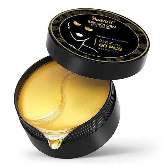 Danvisit 60 Pcs Under Eye Patches: 24K Gold Eye Masks for Dark Circles and Puffiness Anti-Aging & Rejuvenating Hydrogel Eye Patch
