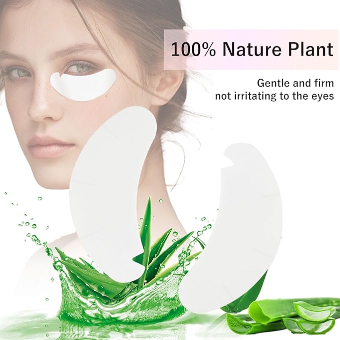 myaokue-up 102 pcs Natural Hydrogel Eye Gel Pads V- Shape Collagen and Aloe Vera Patches for Under Eyes Premium Eye Mask Beauty Tool Kit (Silver)