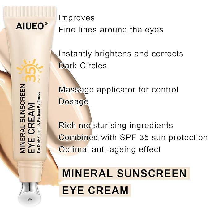Mineral Eye Cream for Sunscreen, 3-in-1 Anti-Aging Eye Cream,Filter Phone Blue Light for Dark Circle and Fine Lines,15ML(#01 Light)