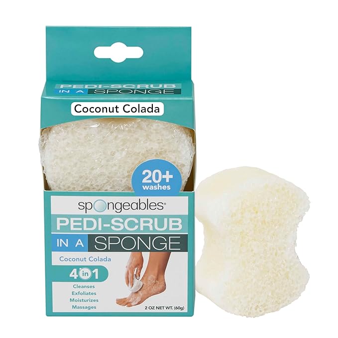 Spongables Pedi Scrub Foot Exfoliating 20+ Wash Sponge, Coconut Colada, 1 Count