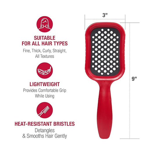 Red by Kiss 1" Ceramic Styler Flat Iron, Heat Protector & Styling Serum, and Heat-Resistant Detangling Hair Brush