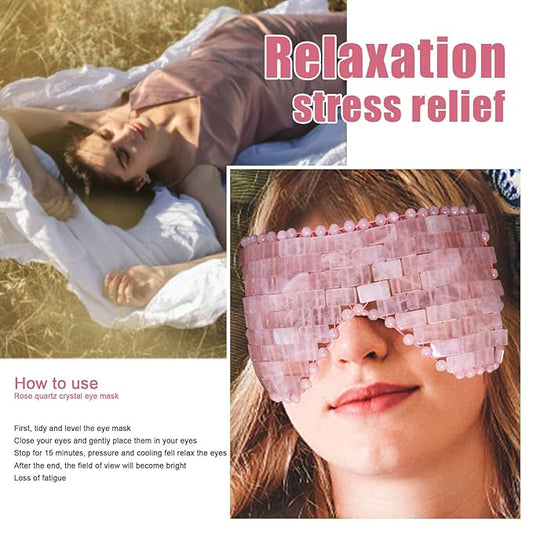 gemshan Jade Eye Mask, Rose Quartz Facial Mask Gemstone Cooling Reduce Eye Puffy Mask Anti Aging Therapy Hot or Cold Using