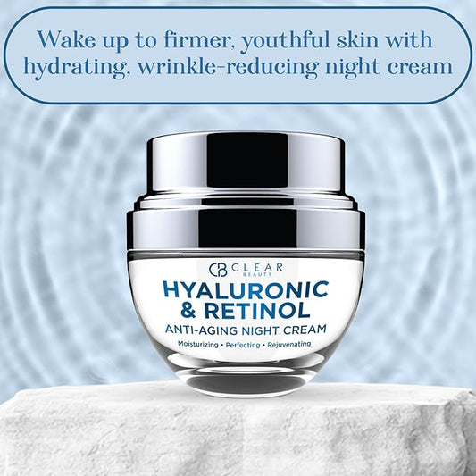 Hyaluronic Acid & Retinol Face Moisturizer - Dermatologist Tested, Reduces Wrinkles, Fine Lines & Hyperpigmentation, Hydrating Cream, Cruelty-Free Korean Skin Care - All Skin Types