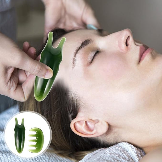 Healifty 2 Pcs Resin Massage Comb Guasha Scalp Comb Handheld Gua Sha Scraping Massage Tool for Head Caring, Relax (Green)