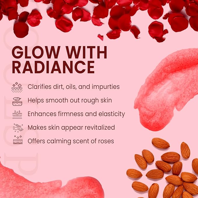 Rose & Almond Body & Foot Scrub - Rejuvenating & Hydrating Exfoliating Body Scrub for Luxurious Skin Care, 10 oz