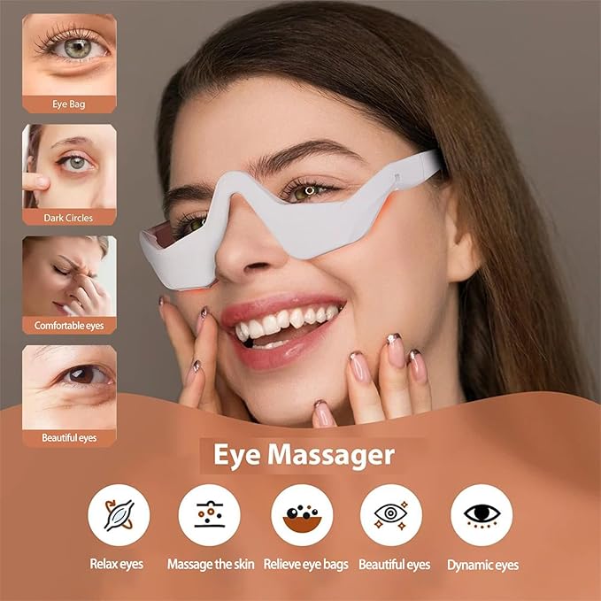 3D Vibration Eye Massager Portable Advaned Eye Beauty Bevice for Improvement Dark Circles Relaxing Eye, Eyecare Glasses for Relaxtion