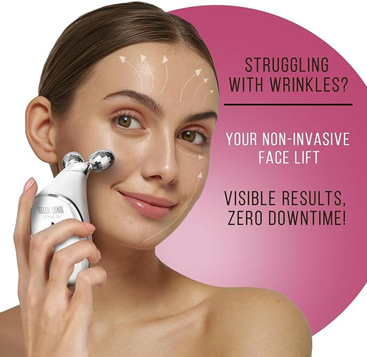 5-in-1 Microcurrent Facial Device for Face Tightening, Lifting & Wrinkle Reduction – Non-Invasive Anti Aging Tool, Jawline Shaper & Skin Lifting Face Sculpting Device for At-Home Skincare