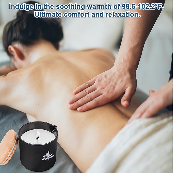 Soy Massage Oil Candle, 8.8OZ Low Temp Vanilla in Frosted Black Glass, Moisturizing Essential Oil Body Massage for Home & Spa, Skin Treatment Wax (Classic Vanilla)