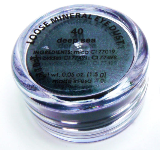 Deep Sea Blue Green Glitter Single Loose Mineral Powder Eyeshadow; Vegan, Talc & Paraben Free
