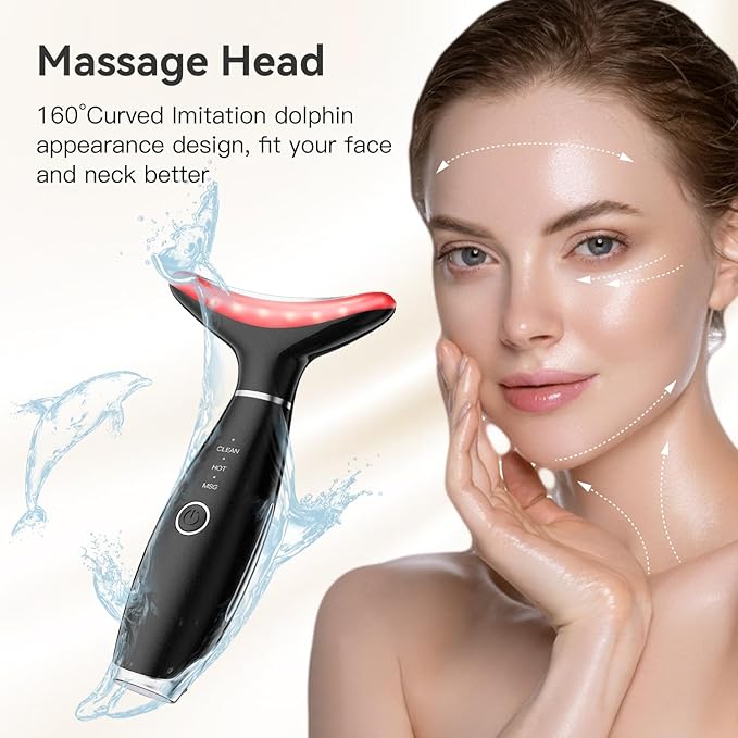 Neck Face Massager, Portable Facial Massager, 3 Modes Face Sculpting Tool, Face Massager Tool for Skin Care, (Black)